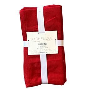 12pc Rachel Zoe Red Sparkle Napkins 20x20 Christmas Holiday Dining New